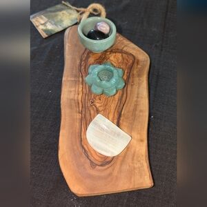 New Italian olive wood board, cheese, charcuterie, display.